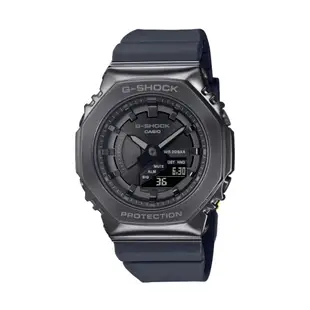 【CASIO G-SHOCK】玩美極致時尚金屬八角框雙顯運動腕錶-霧黑 GM-S2100B-8A