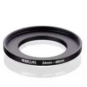 Camera 34mm Lens to 49mm Accessory Step Up Adapter Ring 34mm-49mm Black