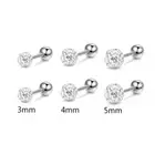 3Pairs Round Gem Ball Earrings Cartilage Tragus Helix studs Barbell Bar Piercing