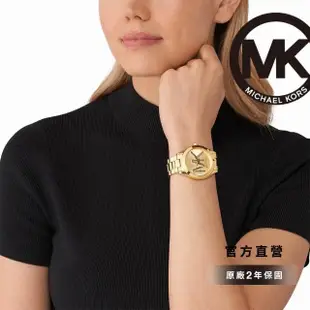 【Michael Kors】Slim Runway 漫步輕盈系列女錶 LOGO金色 金色不鏽鋼錶帶 42MM 手錶 MK4732