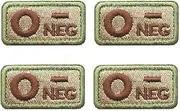Antrix 4 PCS Tactical Blood Type O- Negative NEG POS Hook and Loop Embroidered Patch Military O Negative Armband Insignia Appliques Emblem for Trauma Medical Paramedic EDC First Aid Kits