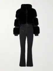 [Goldbergh] Goldbergh - Lieke Belted Faux-fur Ski Suit - Black - UK 14 UK 14 Black