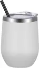 12Oz Stainless Steel Wine Tumbler with Lid and Straw, Double Wall Vacuum Insulat