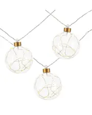 Everlasting Glow Glass Christmas Ornament Garland With Gold String Lights