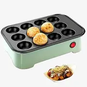 Electric Takoyaki Maker, 12 Holes Mini Breakfast Machine with Cover, Automatic Temperature Control, Uniform Heat, Fireproof and high-Temperature Resistant, for Making Pancake Balls, Puffs