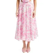 Bardot Mirabelle Floral Print Midi Skirt in Pink Floral at Nordstrom, Size 10