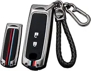 ontto Metal Car Key fob Cover case Fit for Mazda 2 3 5 6 8 CX-3 CX-4 CX-5 CX-7 CX-9 MX-5 3 Axela Keyring Silicone Key Shell Holder Bag Keychain Accessories 2 Button Black