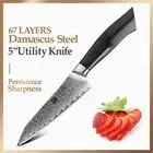 Utility Knife 67 Layers Damascus Steel G10 Handle Chef Paring Peeling Slicing 5"