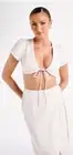 NWT Meshki Linen Cream Set Wrap Skirt Crop Top $150 Size Small