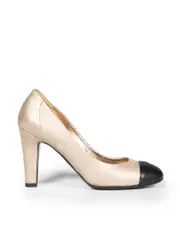 Metallic Beige Cap Toe Pumps