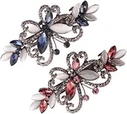 FOMIYES 2pcs Purple and Blue Retro Rhinestone Inlaid Hairpin Barrette for Women Elegant Hair Accessories Girl Fashionable Barrette