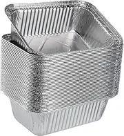 50pcs Foil Trays, 19.5x14x5.5cm Aluminium Foil Pan Disposable Food Containers Takeaway Box BBQ Oven Baking for Cooking, Heating, Storing(Without Lid, 195 * 140 * 55mm /850ml)