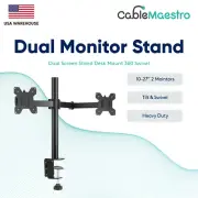 Desk Mount Dual Monitor Screen Stand Bracket Adjustable Tilt Swivel 17 21 24 27