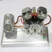 CISON FG-VT9 V2 9cc Four-Stroke Gasoline Engine Model with Metal Base Fuel Tank Full Set Black Engine Cylinder with Silver Base Color