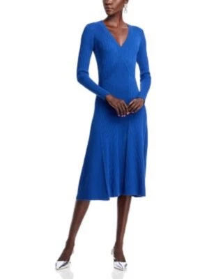 Elie Tahari The Vanessa Ribbed Sweater Dress IN BLUE WOMENS SIZE S SMALL NEW