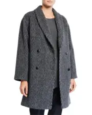NWT Eileen Fisher Lofty Alpaca Chevron dbl breasted coat L/XL