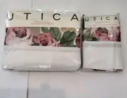 UTICA Stevens Field of Roses Vintage King Flat Sheet 2 Standard Pillowcases NOS