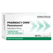 Pharmacy Own Paracetamol 60 Capsules Relief Headache Sore Throat Osteoarthritis