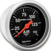 Auto Meter Gauge Sport-Comp Air Pressure 2 1/16 in. 150psi Mechanical Analog Each AMT-3320