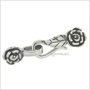 Antique Sterling Silver Rose Flower Hook & Eye Fish Clasp #51895