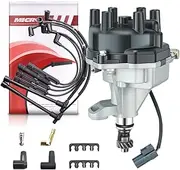 MAS Ignition Distributor w/Cap & Rotor and Wire Sets Automotive Replacement Parts Compatible with Nissan Truck Frontier Xterra Quest Pickup V6 1996-2004 22100-1W601