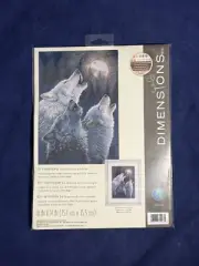 New Dimensions Counted Cross Stitch Kit In Harmony Wolves Howling @ Moon #35203