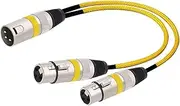 ROBAUN Balanced XLR Y Splitter Cable Color Weaving Microphone Cord-3Pin 1 Male to 2 Female XLR Y Cable 0.3 0.5M(Yellow,0.29m)