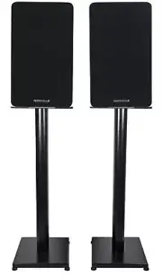 Pair Rockville RockShelf 54B Black 5.25" Home Bookshelf Speakers w/29" Stands