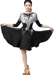 [YHHGDS] Latin Dance Dress for Women Sexy Ballroom Dance Dresses Costume Salsa Cha Cha Dancing Clothes Ballroom Dance Dresses