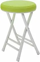 Round Padded Folding Kitchen Stool, 20inch Portable Collapsible Counter Bar Stool with Footrest, Backless Foldable Chair for Home Bistro Dining Room(Light Green)