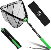 YVLEEN Floating Fishing Net Fish Landing Net - Upgraded Design Foldable & Lightweight Freshwater Fishing Landing Net, Ultra-Thin Rubber Fish Net Easy Catch and Release, Fishing Gifts for Men…