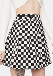 [LOVE TOO TRUE] Checkerboard Pleated Skirt