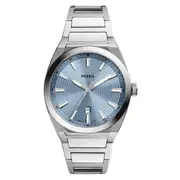 Fossil Everett Three-Hand Date Blue Dial Stainless Steel Men's Watch (FS5986)