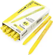 Uni-Ball Signo UMN-155-07 Gel Ink Retractable Rollerball Pen - 0.7mm Fine - Yellow Ink - Pack of 12
