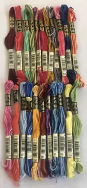 22 threads of DMC VARIEGATED COTTON embroidery floss, 8m, mixed colours. bag 2