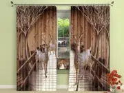 3D Wood Deer 401 Blockout Photo Curtain Print Curtains Drapes Fabric Window AU