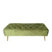 J.Elliot Home Roxanne 122x44cm Velvet Bench Seat Decor Rectangle Olive & Gold