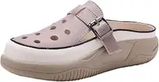 [ZUYIYIA] Women's Hollow Increase Height Platform Mules,Breathable Comfortable Closed Round Toe Slip On Summer Slipper with Adjustable Buckle Outdoor Beach Casual Walking Shoes