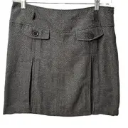Sandro Sportswear Womens Gray Tweed Mini Pencil Skirt Pleated Detail Size 14 NEW