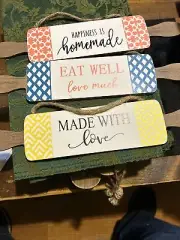 Rolling Pin Signs 12" Eat Well Made With Love Wall Hanging Sign Decor Farmhouse