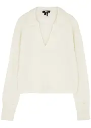 Paige Maxie Cashmere Polo Jumper - Ivory - S (UK8-10 / S) S (UK8-10 / S)