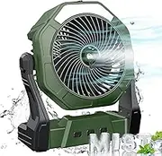 Ausic Portable Misting Fan,8-Inch 10000mAh Rechargeable Battery Operated Personal Desk Fan with 250mL Water Tank & LED Lantern,Cooling Mist for Home Desk,Patio,Camping,Outdoor&Indoor Use Green P20