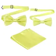 Bow Tie for Men, Adjustable Bow Ties with Pocket Square(Yellow, 2Size)