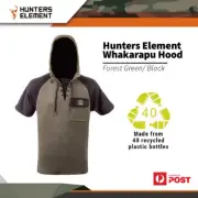 Hunters Element Outdoor Whakarapu Fleece Short Sleeve Hoodie Forest Green Black