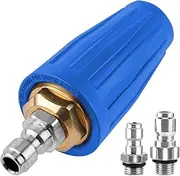 Turbo Nozzle Pressure Washer Tips, 4000PSI Max. 4.0GPM Quick Release Power Washer Turbo Nozzle Rotating Adapter with 1/4in 3/8in Quick Connectors for Car & Outdoor(Blue)