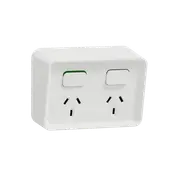Clipsal Iconic Outdoor, Twin, Switched socket outlet, horizontal, 10A, 250V, Extra White - O3025-XW