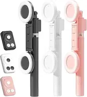 Huvqianu Selfie Stick Tripod, Extendable Phone Stand with Fill Light and Wireless Remote, Multifunctional Stabilizer for Selfies, Makeup, Live Streaming, Travel & Content Creation