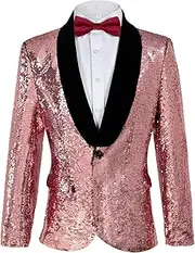 [DZMDIP] Mens Sequin Blazer Metallic Disco Prom Shiny Jacket Wedding Party Banquet Tuxedo, Z3004pk, Medium