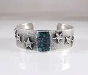 Kevin Yazzie Navajo Sterling Silver Bracelet Rare Peyote Variscite Handmade