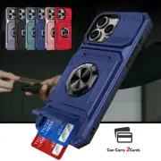 Hybrid Shockproof Magnetic Ring Case Card Slot for iPhone 16 15 Pro max 14 13